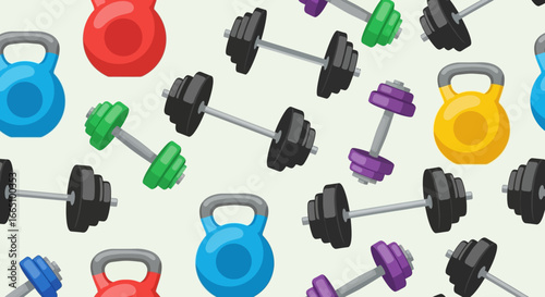 Colorful Exercise Equipment Pattern.