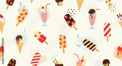 A delicious assortment of frozen treats on a light background a fun summer delight