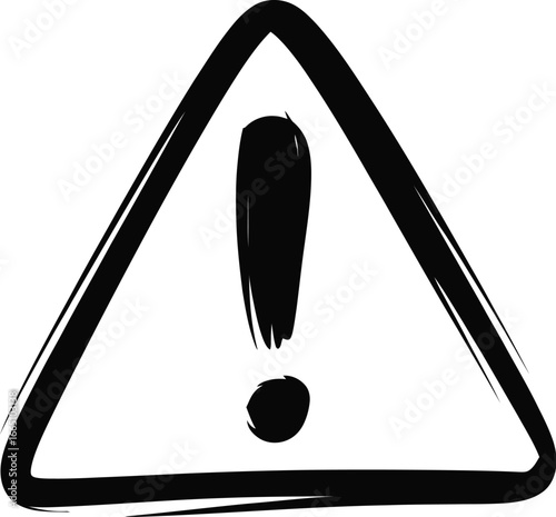Minimalist Warning Symbol  Modern Hand Drawn Triangle with Exclamation for Safety UI, Manuals, Infographics, UX Alert, and Caution Signage