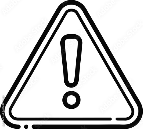 Minimalist Warning Symbol  Modern Hand Drawn Triangle with Exclamation for Safety UI, Manuals, Infographics, UX Alert, and Caution Signage