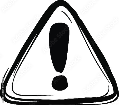 Minimalist Warning Symbol  Modern Hand Drawn Triangle with Exclamation for Safety UI, Manuals, Infographics, UX Alert, and Caution Signage