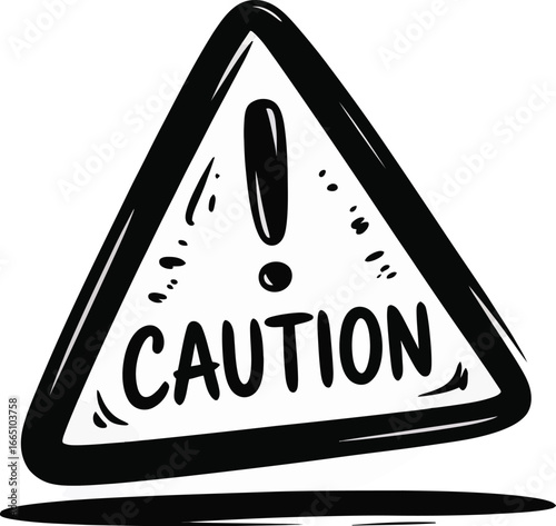 Minimalist Warning Symbol  Modern Hand Drawn Triangle with Exclamation for Safety UI, Manuals, Infographics, UX Alert, and Caution Signage