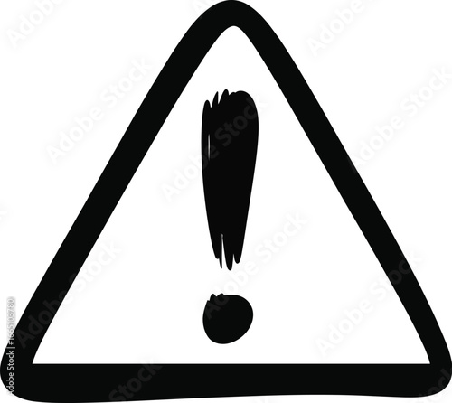 Minimalist Warning Symbol  Modern Hand Drawn Triangle with Exclamation for Safety UI, Manuals, Infographics, UX Alert, and Caution Signage