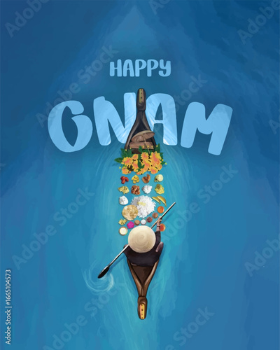 Happy Onam Kerala festival vector background design.