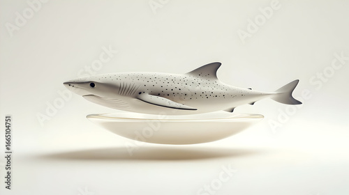 Wallpaper Mural 3D Rendered Shark On White Plate Torontodigital.ca