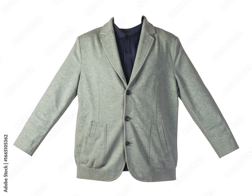 Fototapeta premium Light gray blazer with dark blue shirt inside