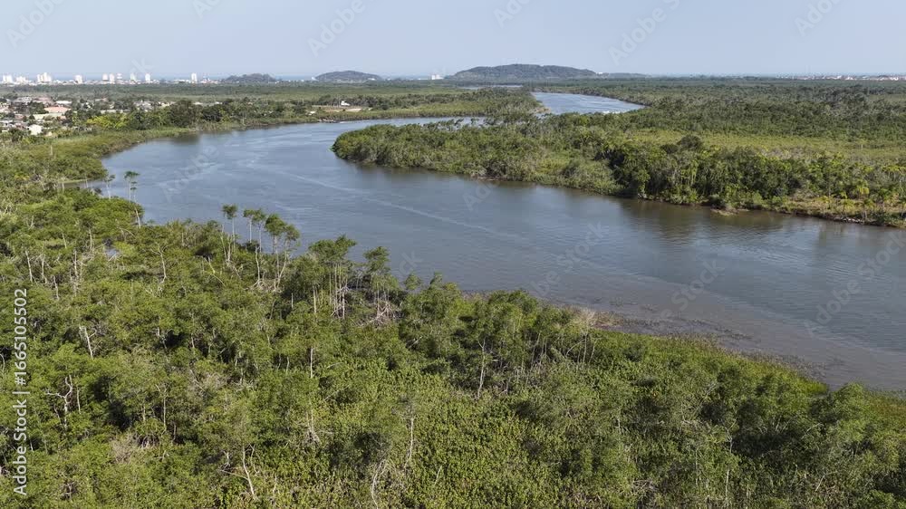 Itanhaem River At Itanhaem In Sao Paulo Brazil. Atlantic Forest Landscape. River Skyline. Tropical Travel. Itanhaem River At Itanhaem In Sao Paulo Brazil. Outdoor Scenery. Itanhaem River At Itanhaem In Sao Paulo Brazil. Atlantic Forest Landscape. River Skyline. Tropical Travel. Itanhaem River At Itanhaem In Sao Paulo Brazil. Outdoor Scenery.