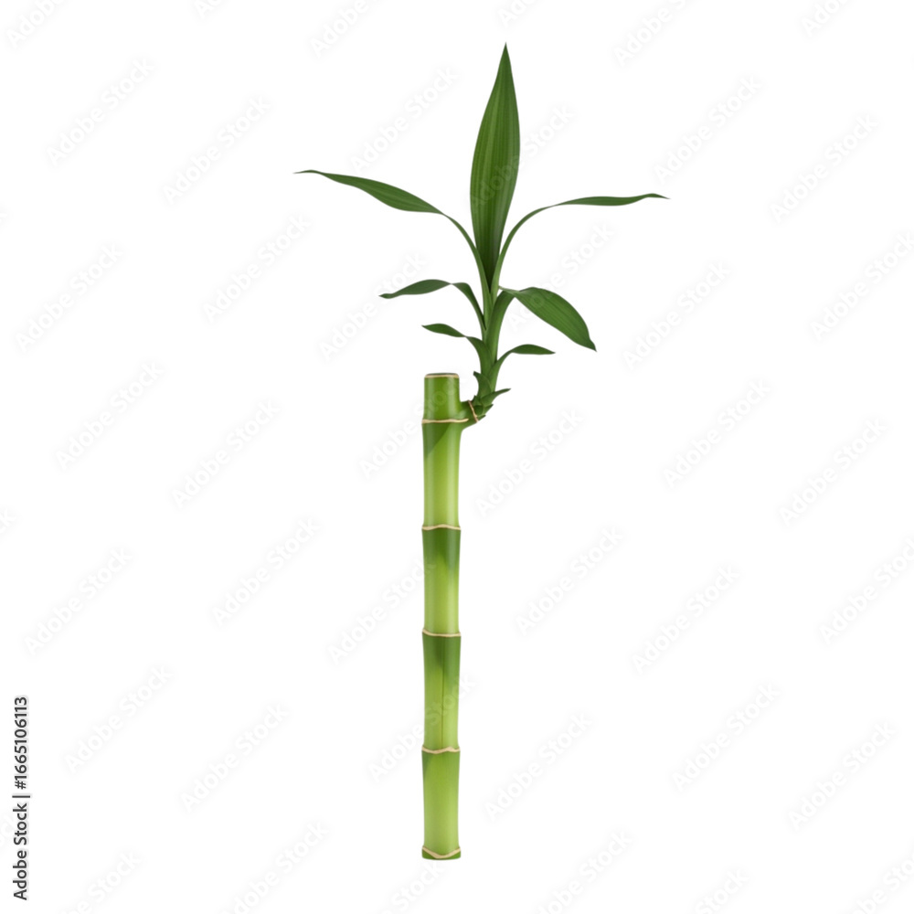 Naklejka premium Lucky bamboo plant stalk with green leaves isolated on transparent background