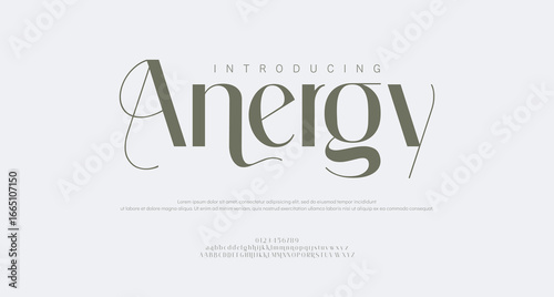 Anergy Minimal luxury font alphabet logo. Typography beauty fashion elegant minimalist serif italic fonts decorative wedding vintage retro logos. vector illustration

