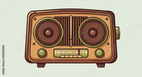 Vintage Radio with Speakers and Tuning Dial.