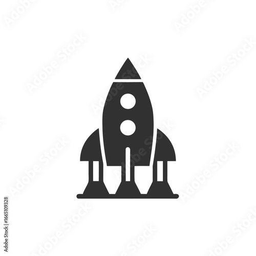 Spacecraft Silhouette Rocket Design with Two Windows on White Background