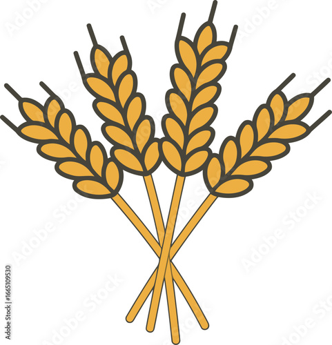 A simple and rustic vector illustration of a bundle of golden wheat ears, symbolizing harvest, agriculture, and nature.