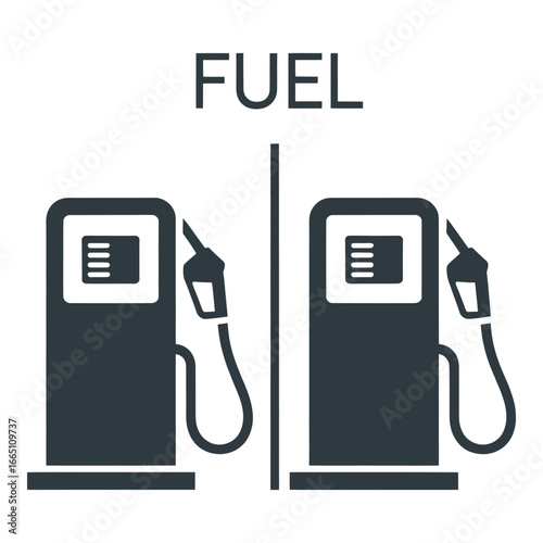 Simple Fuel Station Illustration with Two Pumps and Fuel Sign for Transportation or Energy Needs