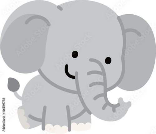 A cute and plump cartoon baby elephant with a friendly smile, a perfect illustration for children's books and animal themes.