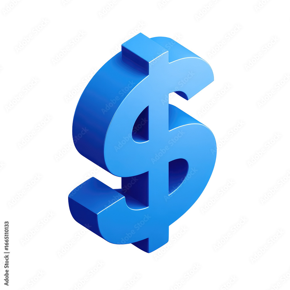 A stylized, 3D blue dollar sign A stylized, 3D blue dollar sign