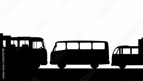 Four black and white square icons depicting stylized people connected in a collaborative arrangement design | editable eps vectors silhouette