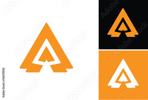 Camping Tent Logo Design – Minimal Outdoor Adventure Icon in Orange and Black Variations