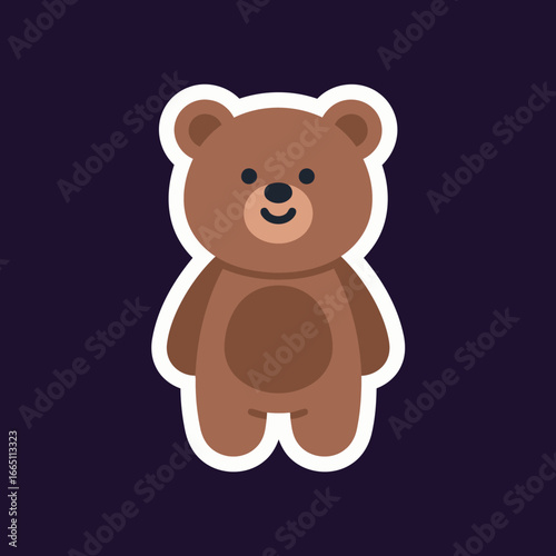 A cute and sweet cartoon sticker of a teddy bear with a white outline, perfect for children's designs.