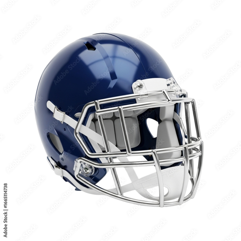 Fototapeta premium Dark blue american football helmet isolated on transparent background