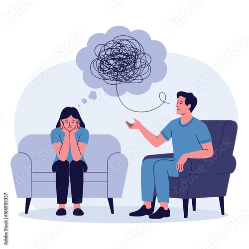 Mental Health Therapy Session Illustration