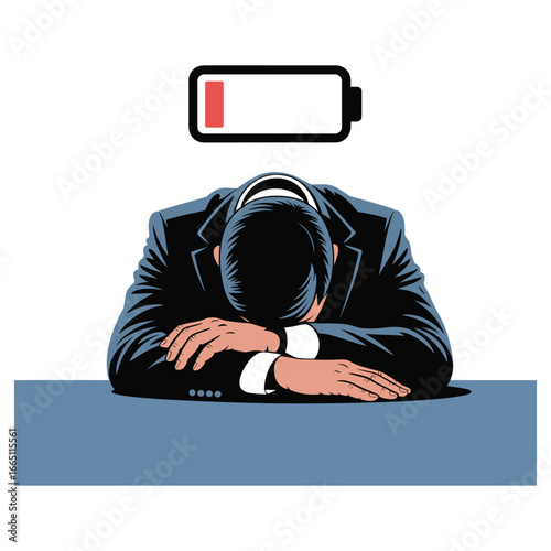 Tired Businessman with Low Energy