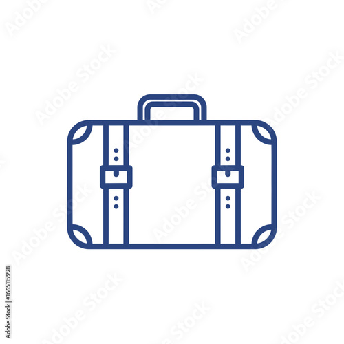 Travel Suitcase Icon Vector – Luggage Bag Outline Illustration