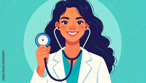 Smiling female doctor holding stethoscope