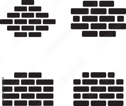 A simple, minimalist icon representing the concept of brickwork in design on a white background.eps