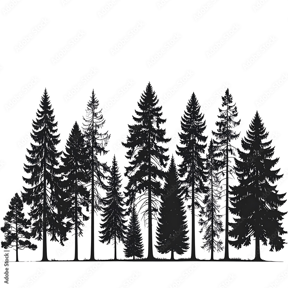 Obraz premium Silhouettes of trees in a forest