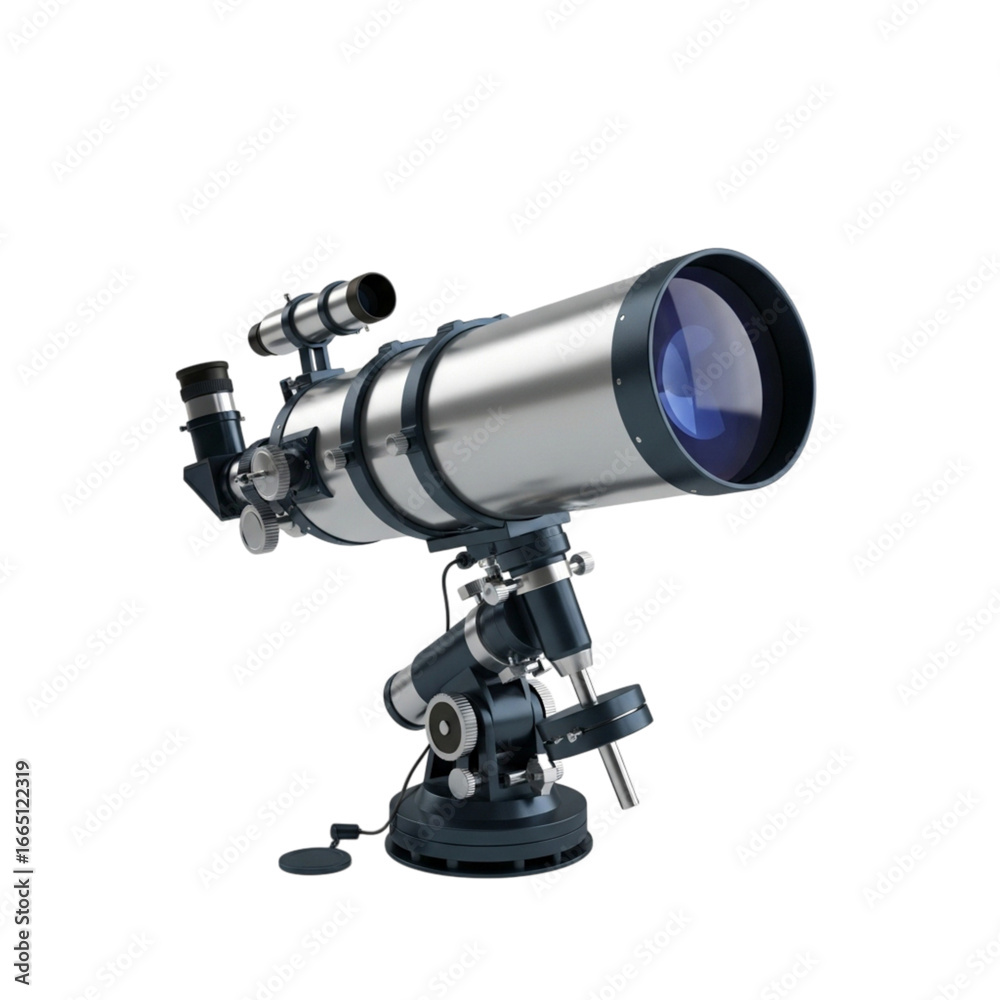 Professional astronomical telescope on a sturdy mount isolated on transparent background Professional astronomical telescope on a sturdy mount isolated on transparent background