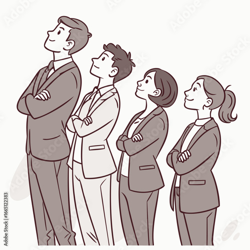 Optimistic Business Team Looking Up Towards the Future