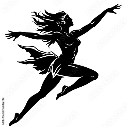 Graceful Black and White Ballet Dancer Art