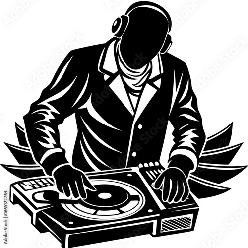 Energetic Black and White DJ Performance Art