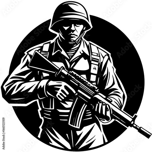Black Soldier Silhouette Design