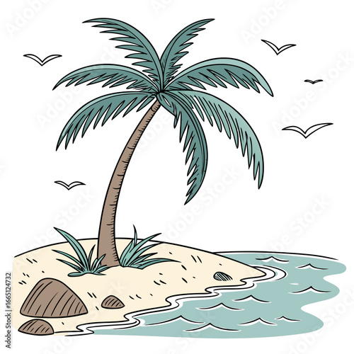 tropical island with palms