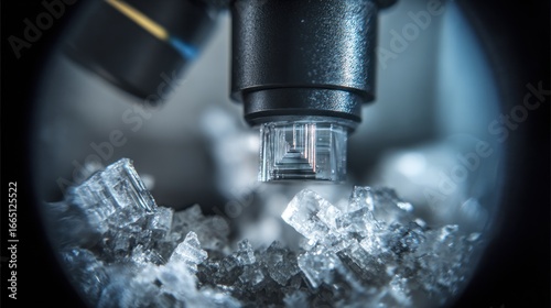 Close-up microscope view of salt crystals