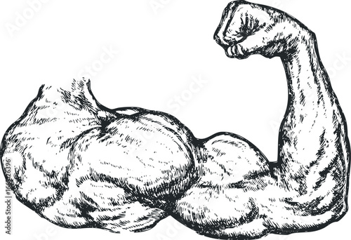 Muscular flexed arm showing bicep and forearm with clenched fist