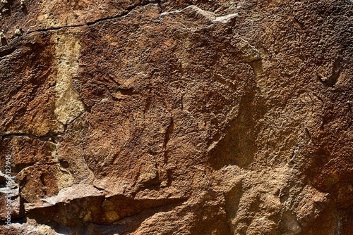 Canvas Print Sandstone rock surface with cracks and natural texture, Boshkyzylsay, Uzbekistan