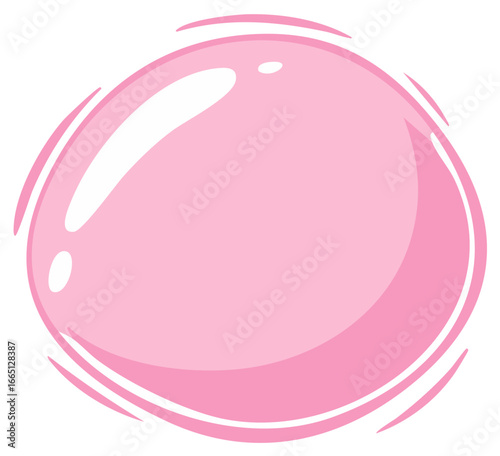 Abstract glossy pink chewing gum bubble with bright light reflections