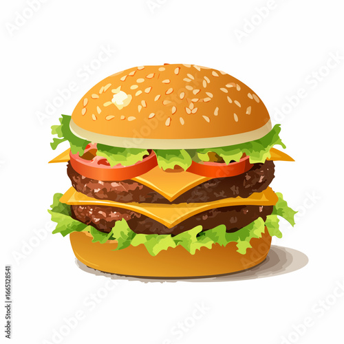 Double Cheeseburger with Sesame Seed Bun and Lettuce