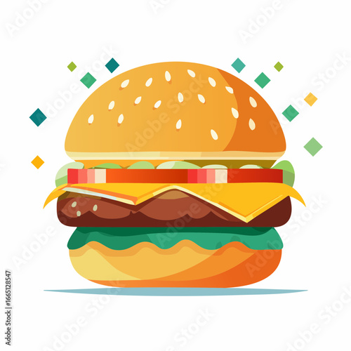Delicious Juicy Burger Illustration