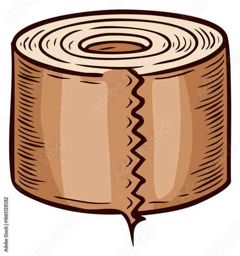 Rolled Gauze Bandage with Torn Edge Illustration Medical Supplies