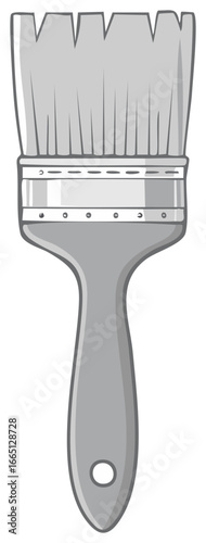 Gray Paintbrush with Light Reflections Painting and Renovation Tool Illustration