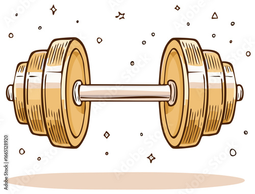 Illustration of Gold Barbell Weightlifting Equipment Exercise and Fitness
