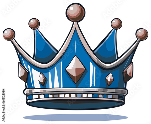 Majestic blue crown with decorative orbs and gem accents symbolizes royalty, honor, and sovereign power, ideal for fantasy or historical themed designs.