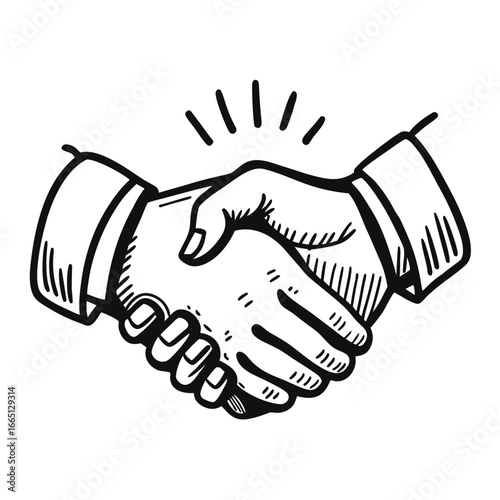 Successful partnership illustration, conveying trust and collaboration, perfect for business presentations and designs needing a reliable, trustworthy handshake, originally a vector graphic