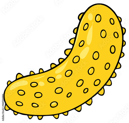 Cartoon yellow pickled cucumber isolated, marinated food illustration art