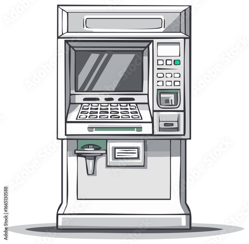 Modern Self-Service ATM Machine with Keypad and Screen for Cash Transactions
