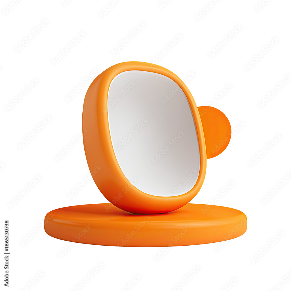 Obraz premium 3D Render of an orange coffee cup with white interior on orange base