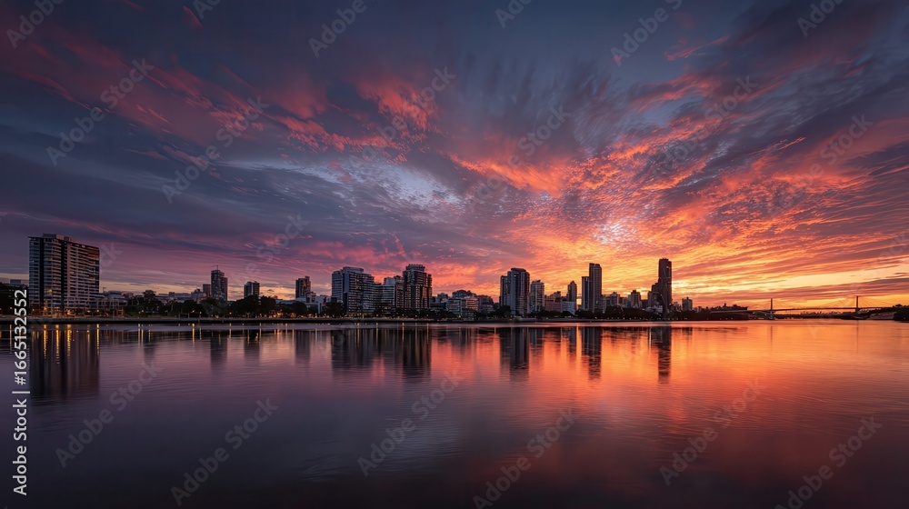 Fototapeta premium Sunrise city skyline panorama.